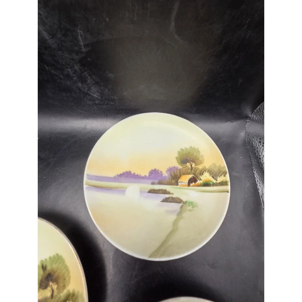 Vintage Meito China Porcelain Hand Painted Plates Lot of 3 made in Japan 6 Inch